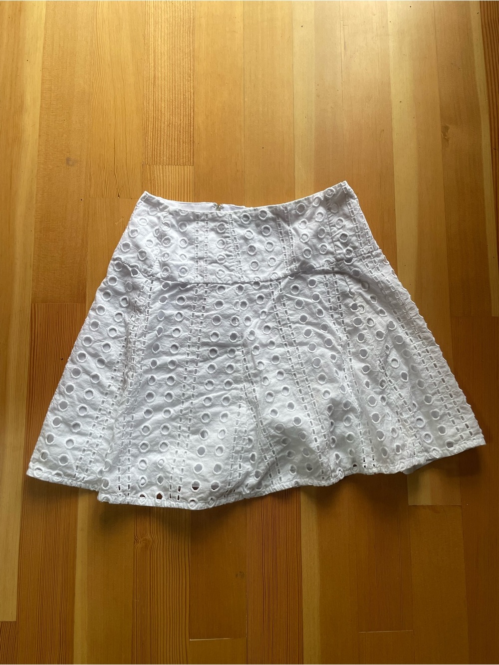 Vintage 90s le chateau White Eyelet Circle Skirt cotton mini fall country